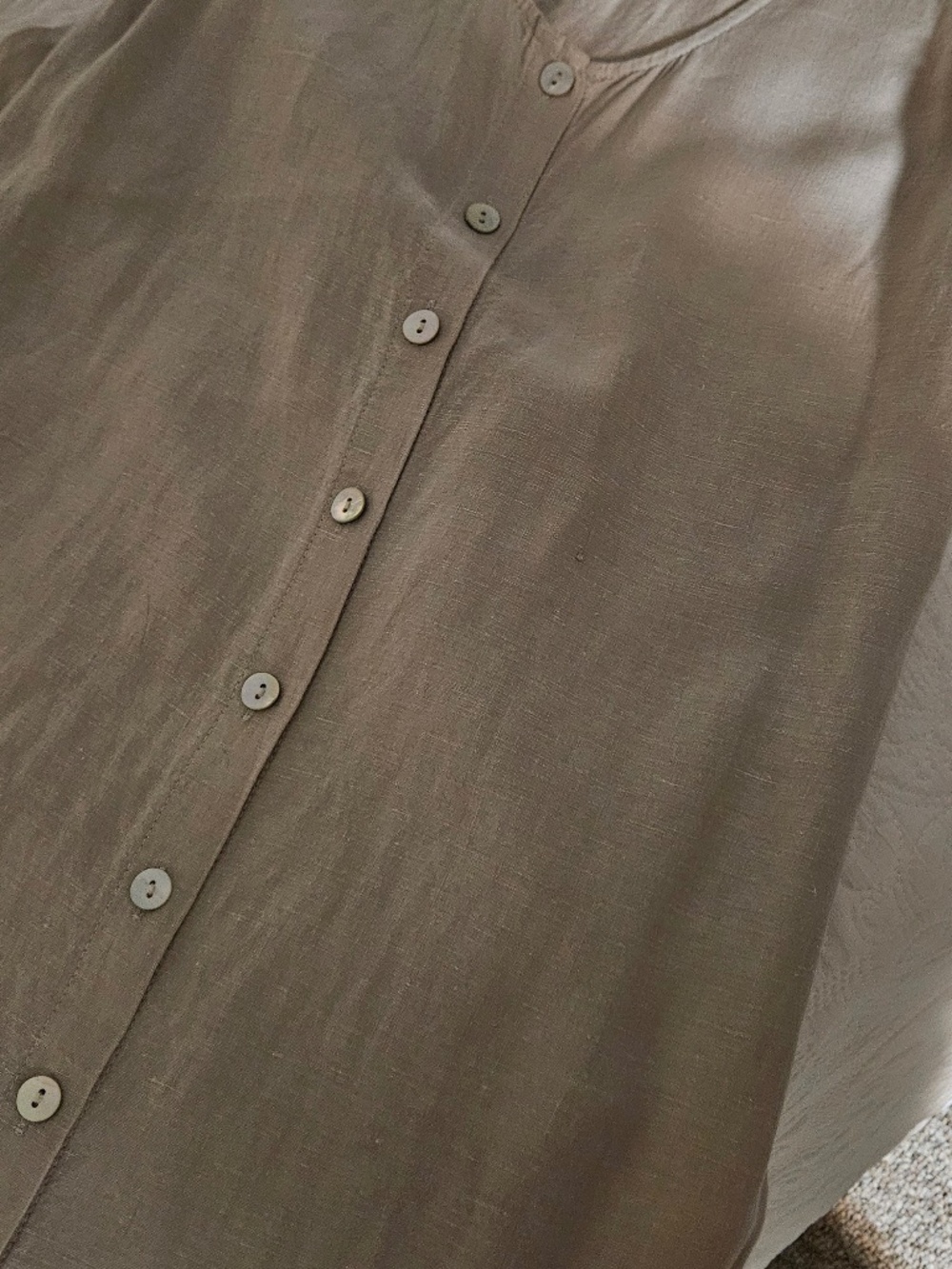 Adrienne Vittadini 100% Linen maxi dress size Small, tan,  buttons down the back